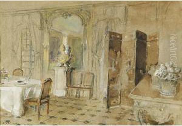 The Screen, Dining Room, Le Brean Oil Painting by Walter Gay