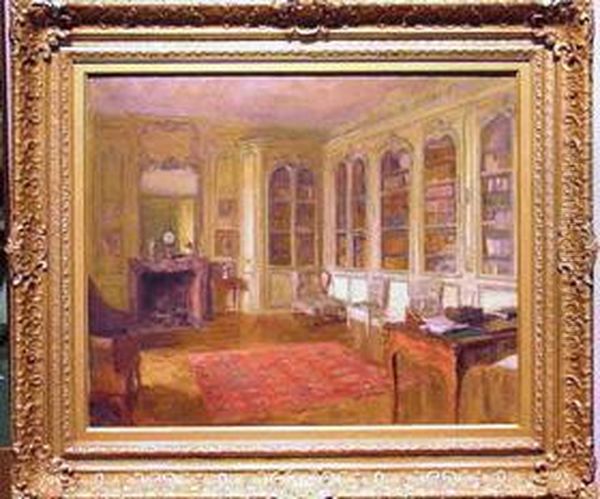 Library Interior Oil Painting by Walter Gay