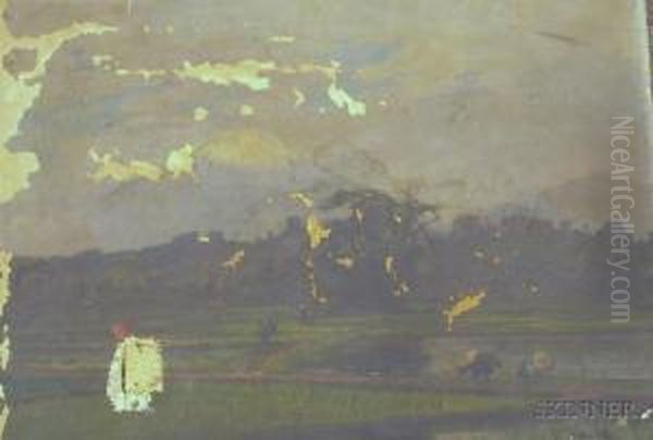 Japanese Field Workers Oil Painting by Winckworth Allan Gay