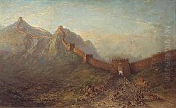 Soldiers At An Opening In The Great Wall Ofchina Oil Painting by Winckworth Allan Gay