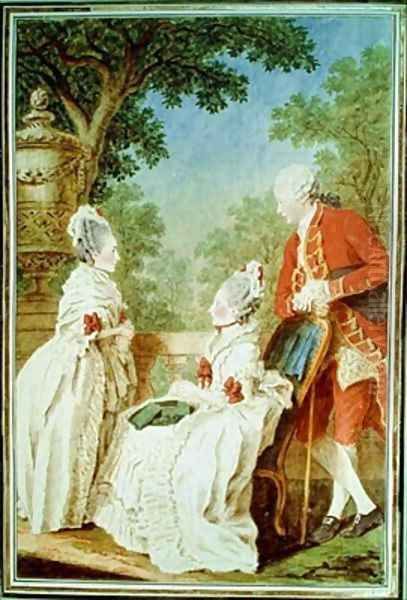 La Marquise de Courtebonne Anne Marie du Puy Montbrun de Montcalm and Louis Pierre de Chastenet Comte de Puysegur 1726-1807 Oil Painting by Louis Carrogis Carmontelle