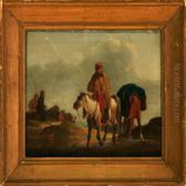 Landscape With Horsemen Oil Painting by Christian David Gebauer