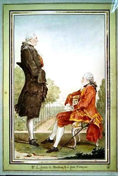 Le Chevalier de Montbarrey and le Comte dEntragues Oil Painting by Louis Carrogis Carmontelle