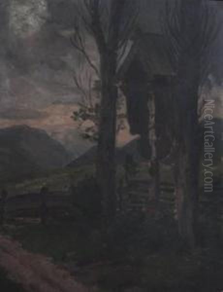 Landscape With Tree House Oil Painting by Karl Gebhardt