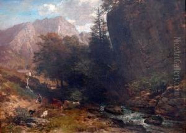 Summer In The High Mountains Oil Painting by Ludwig Gebhardt