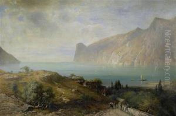 Kustenlandschaft. Oil Painting by Ludwig Gebhardt