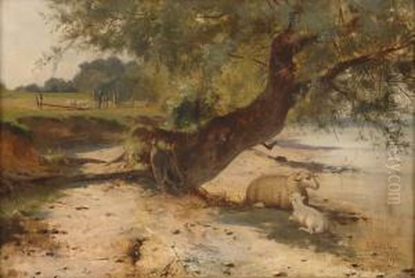 Sommerliche Seenlandschaft. Oil Painting by Friedrich Otto Gebler