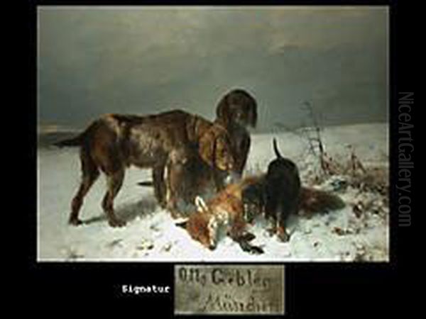 Fuchs Und Jagdhunde Oil Painting by Friedrich Otto Gebler