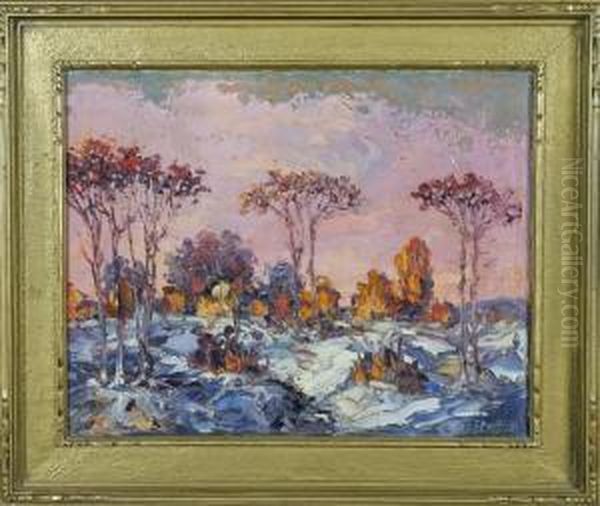 Winter, Landscape Oil Painting by Leonid Gechtoff