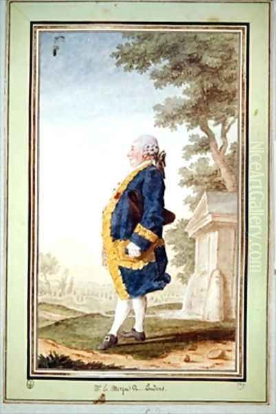 Le Marquis de Poudeux Oil Painting by Louis Carrogis Carmontelle