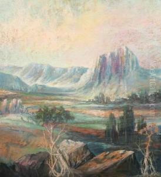 Southwest Landscape Oil Painting by Leonid Gechtoff