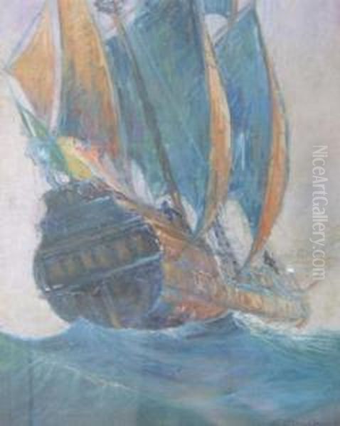 Galleon Oil Painting by Leonid Gechtoff