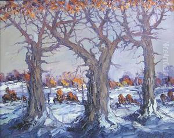 Winter Oil Painting by Leonid Gechtoff