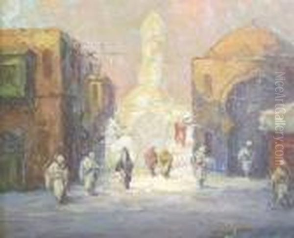 A Street In Cairo Oil Painting by Leonid Gechtoff