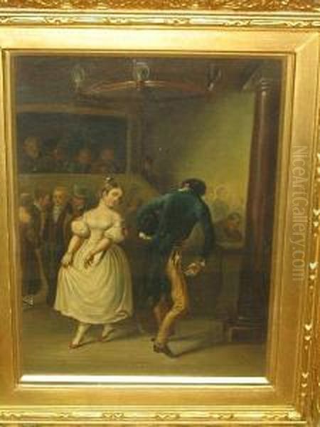 Interior With Couple Dancing Before Standers-by And Musicians Oil Painting by Andrew Geddes