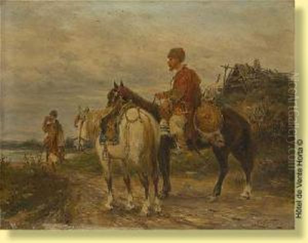 Cavalerie Irreguliere Turque Au Bord Oil Painting by Ludwik Gedlek