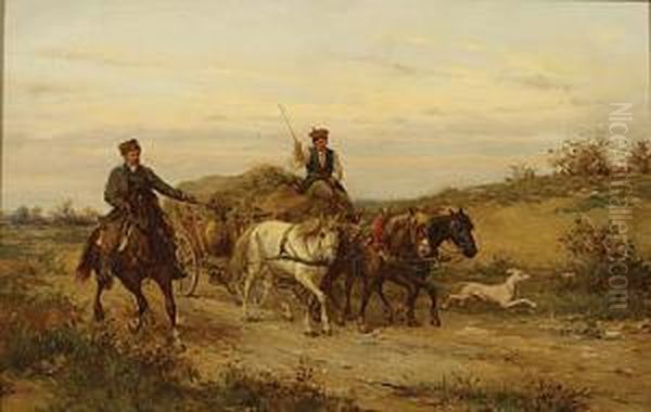 De Oogstwagen. Oil Painting by Ludwik Gedlek