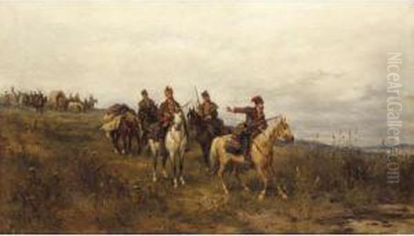 The Cossacks Oil Painting by Ludwik Gedlek