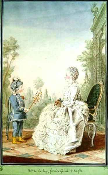 Madame de la Haye and her son Oil Painting by Louis Carrogis Carmontelle