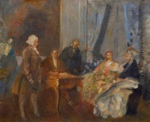 Rokokogesellschaft Im Festsaal Oil Painting by Walter Geffcken