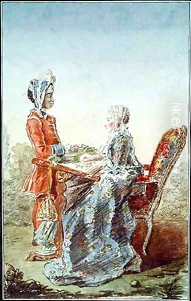 Madame de Lismore and her Servant Aza Oil Painting by Louis Carrogis Carmontelle