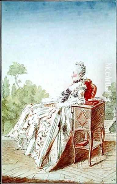 Madame de Lorme La Geoffrin du Marais Oil Painting by Louis Carrogis Carmontelle