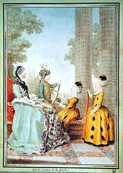 Madame de Montule et sa famille Oil Painting by Louis Carrogis Carmontelle