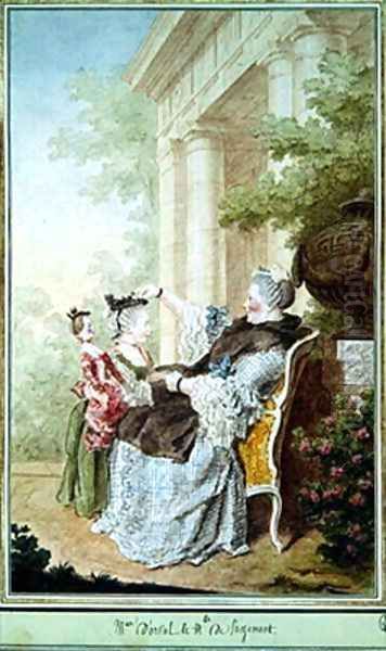 Madame dOrval et Mademoiselle de Wargemont Oil Painting by Louis Carrogis Carmontelle