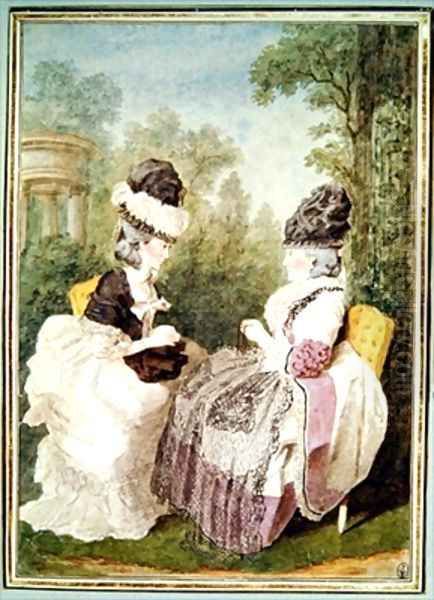 Madame Froment et Madame Rousseau Oil Painting by Louis Carrogis Carmontelle