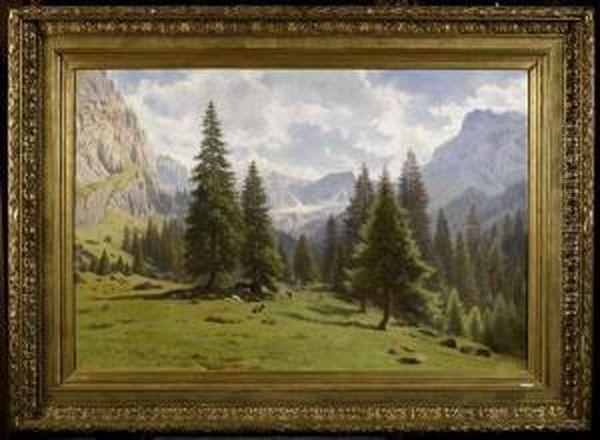 Gebirgslandschaft. Oil Painting by Johann Joseph Geisser