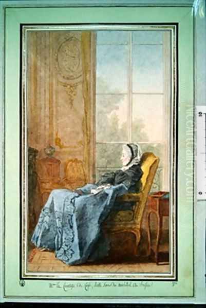 Marie Anne Hocquart comtesse de Cosse 1726-1779 Oil Painting by Louis Carrogis Carmontelle