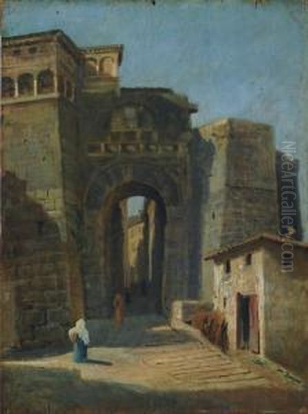 Scorcio Di Paese Oil Painting by Lorenzo Gelati