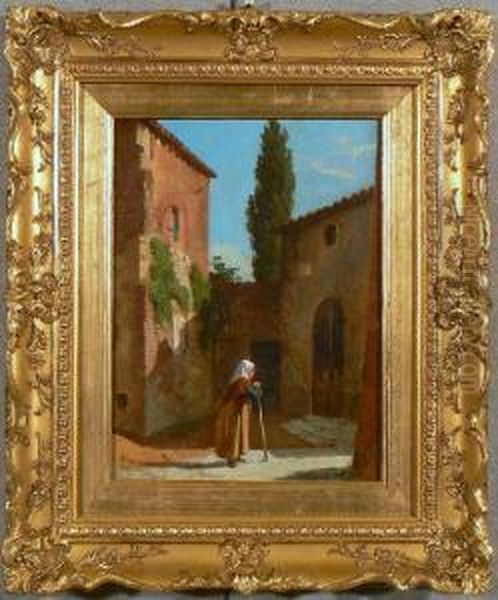 Borgo Con Figura Oil Painting by Lorenzo Gelati