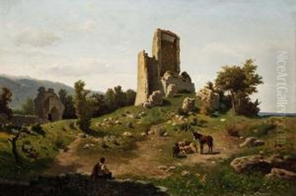 Campagna Con Rovine Oil Painting by Lorenzo Gelati