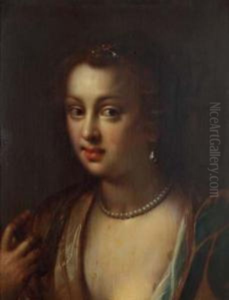 Jeune Femme En Buste Au Collier De Perles Oil Painting by Gortzius Geldorp