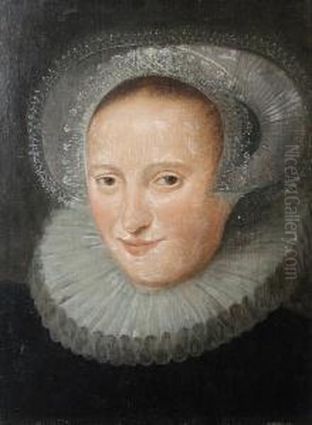 Portrait Of A Woman Wearing A Ruff And Lace Bonnet Oil Painting by Gortzius Geldorp