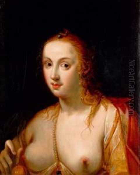 Jeune Femme Au Collier De Perles Oil Painting by Gortzius Geldorp