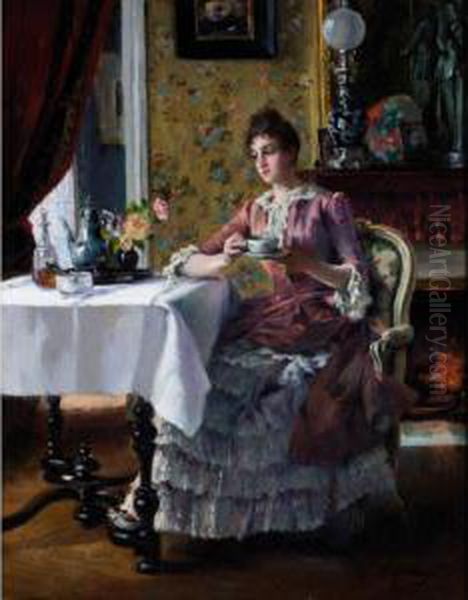 Tea Time Oil Painting by Edouard Gelhay