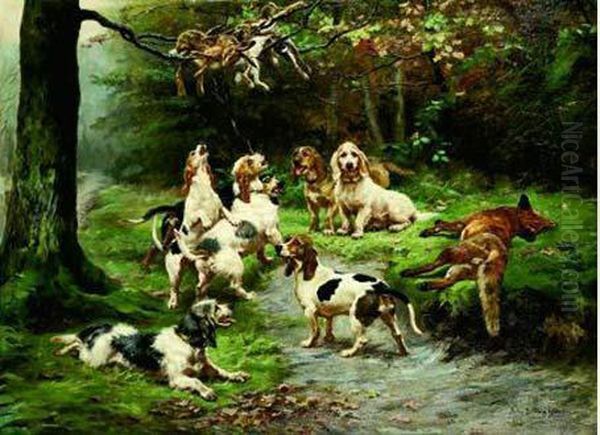 Retour De Chasse Oil Painting by Jules Bertrand Gelibert