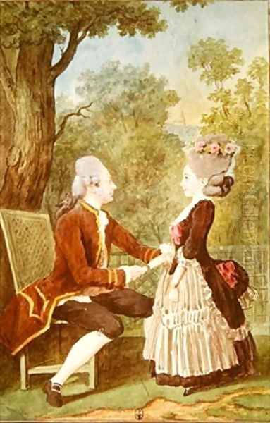 Mister N General farmer and his daughter Oil Painting by Louis Carrogis Carmontelle