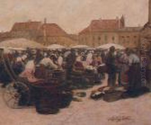 The Market Oil Painting by Johann Nepomuk Geller