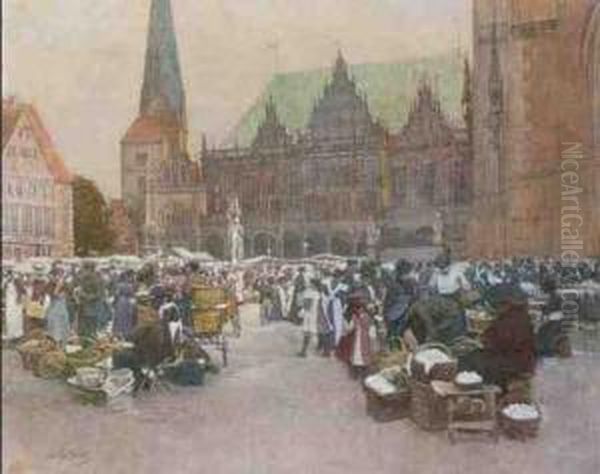 Motiv Aus Bremen Oil Painting by Johann Nepomuk Geller