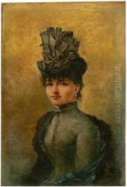 Donna Con Cappellino Oil Painting by Edoardo Gelli