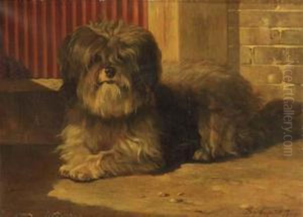 A Tibetan Terrier Oil Painting by Bernard te Gempt