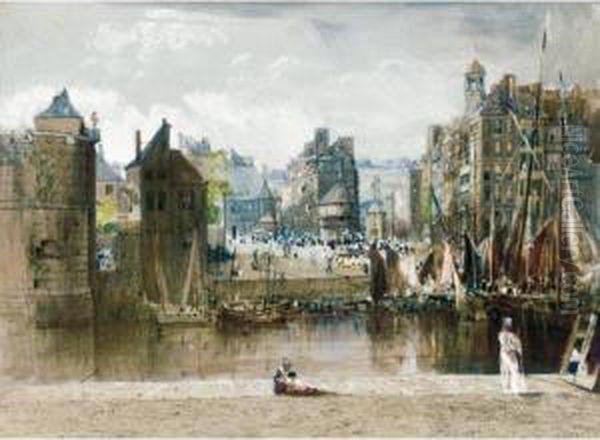 On The River At Le Havre Oil Painting by John Gendall