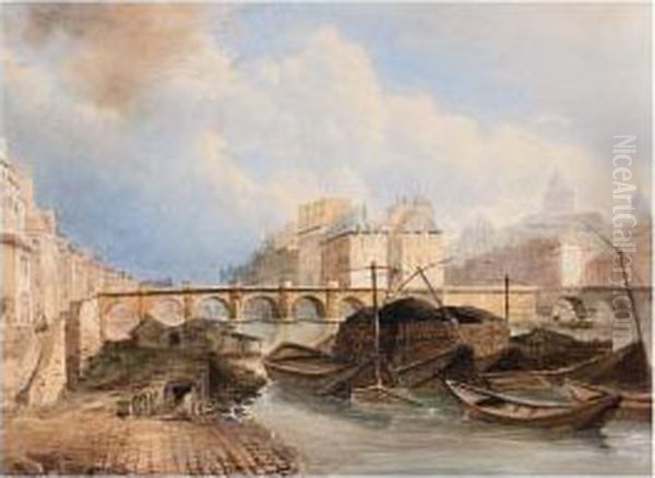 The Pont Neuf And Ile De La Cite, Paris Oil Painting by John Gendall