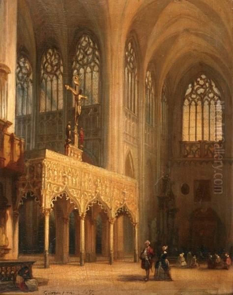 Kerkinterieur Oil Painting by Jules Victor Genisson