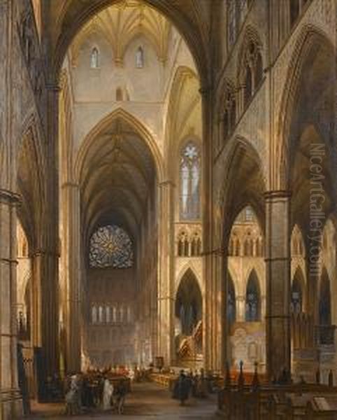 The Interior Of Westminster Abbey Oil Painting by Jules Victor Genisson