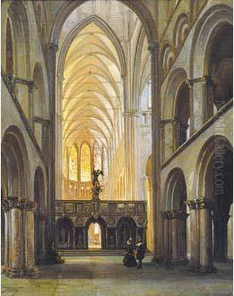 Kerkinterieur (1855) Oil Painting by Jules Victor Genisson