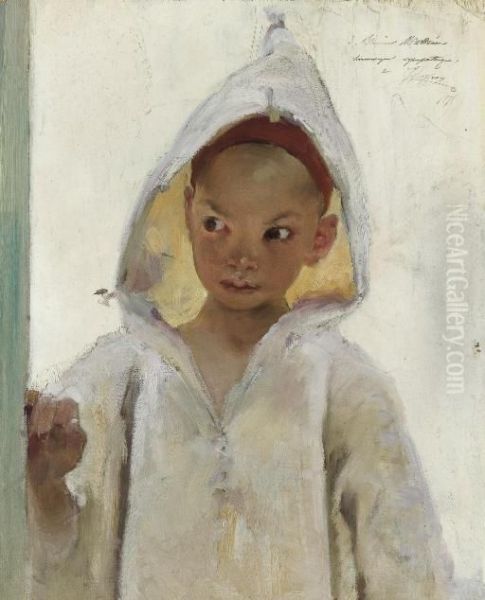 Petit Garcon Vetu D'un Burnous Oil Painting by Henri-Jules-Jean Geoffroy (Geo)